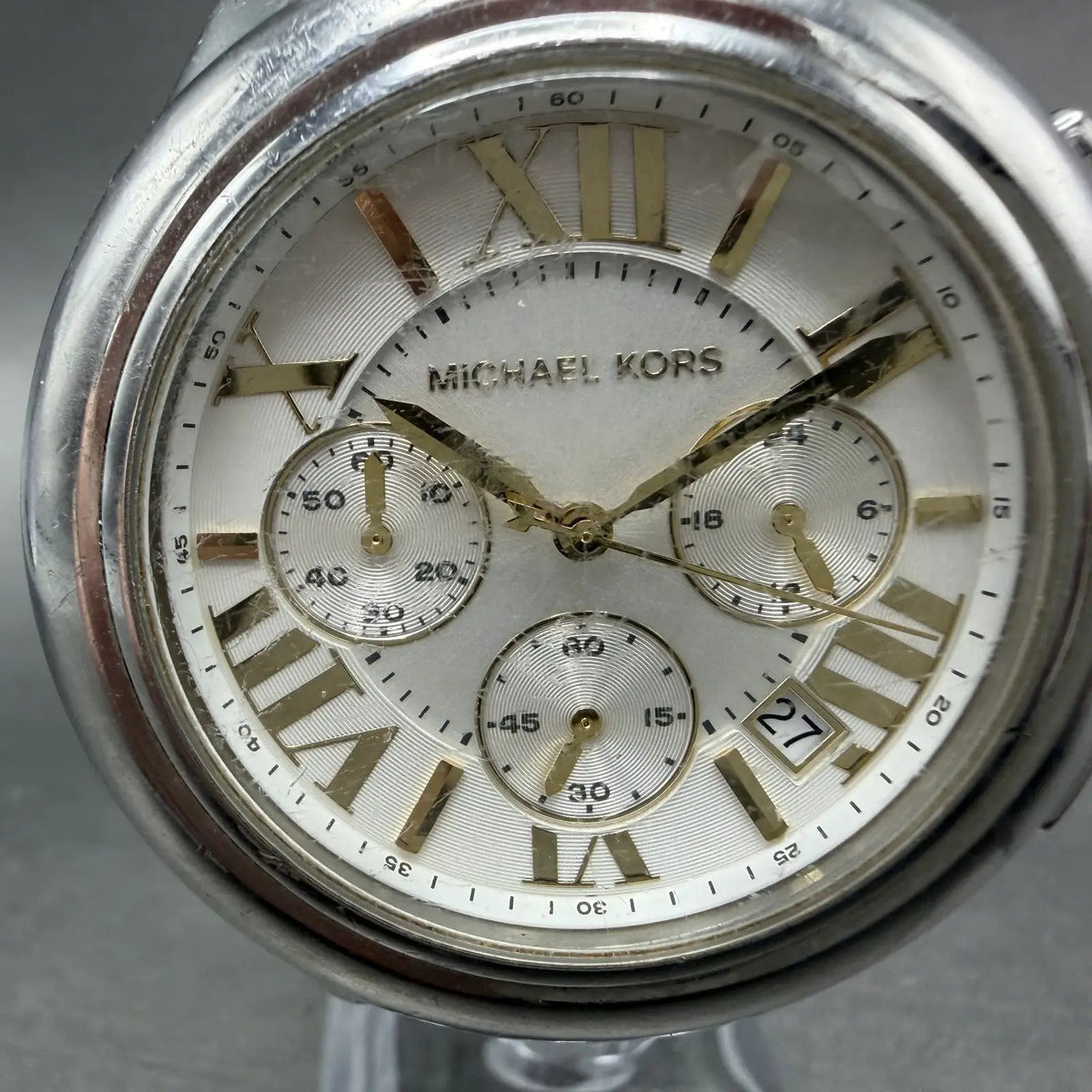 Michael Kors Camile Chrono Watch Women 43mm White Dial Two Tone Date MK-5653 ABC1