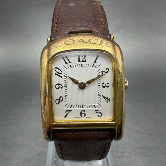 Coach Watch Women 21mm Silver Dial Gold Tone Rectangle W001 PARTS Vintage0