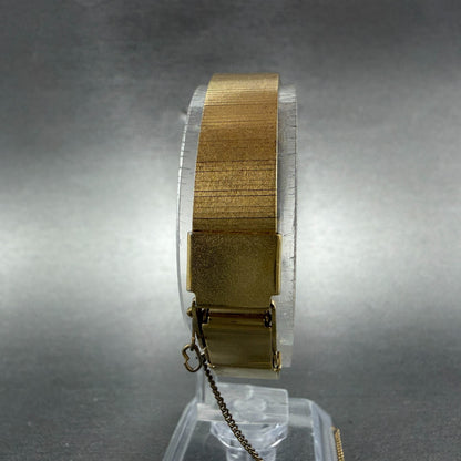 Seiko Watch Women 17mm Black Dial Gold Tone Rectangle 1400-8479 New Battery VTG7