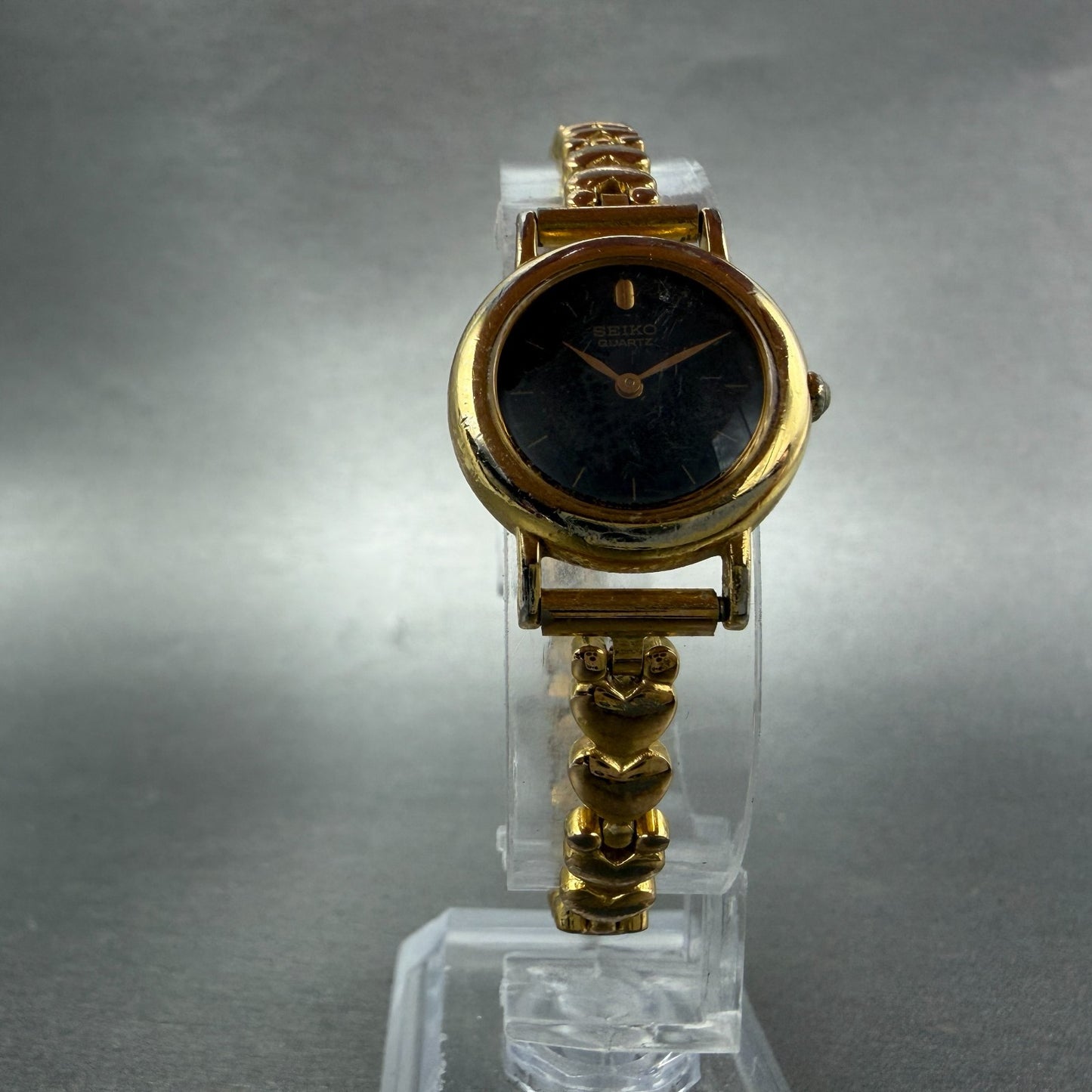 Seiko Watch Women 21mm Black Dial Gold Tone Round 4N00-1158 New Battery Vintage5