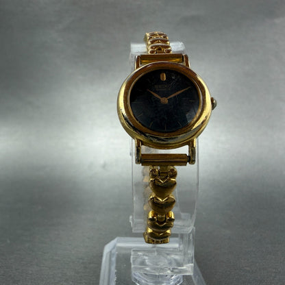 Seiko Watch Women 21mm Black Dial Gold Tone Round 4N00-1158 New Battery Vintage5