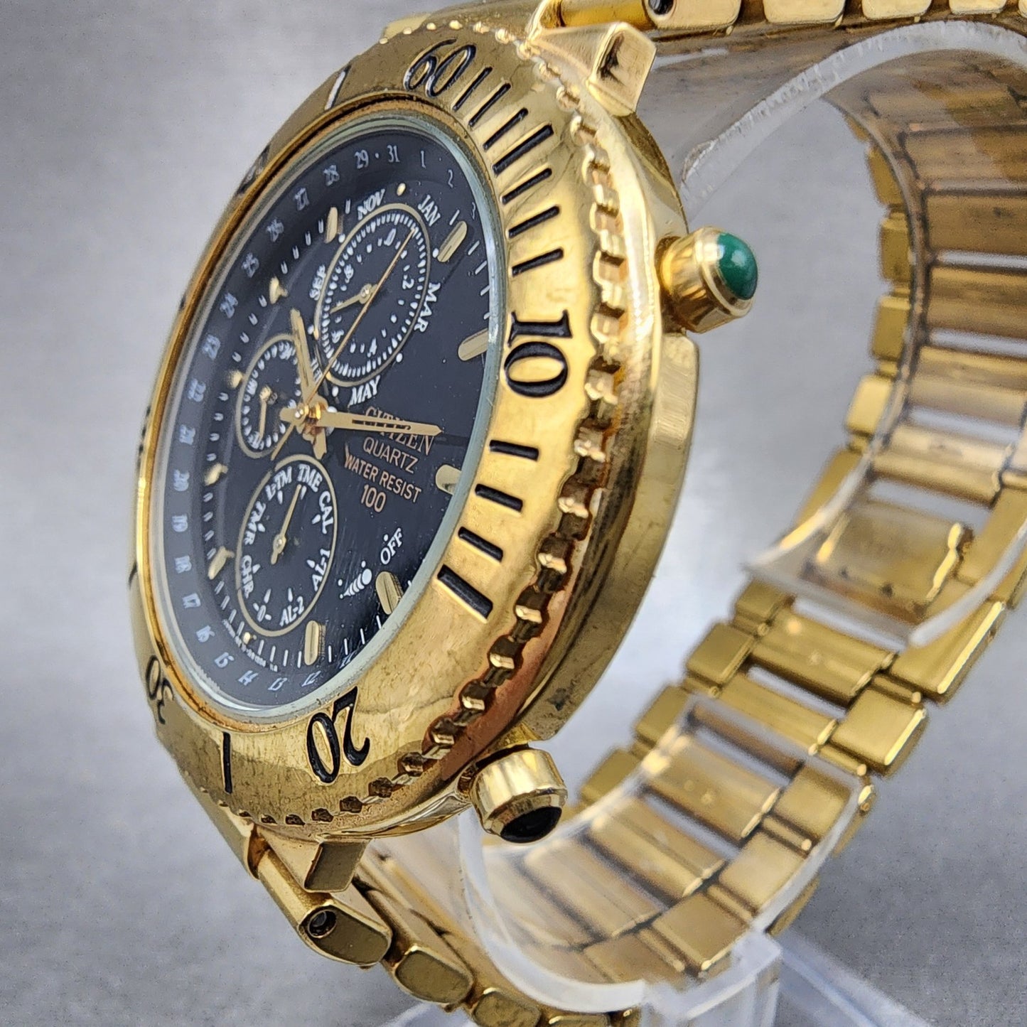 Citizen Chronograph Watch Men 39mm Black Dial Gold Tone 6850G80469 PARTS3
