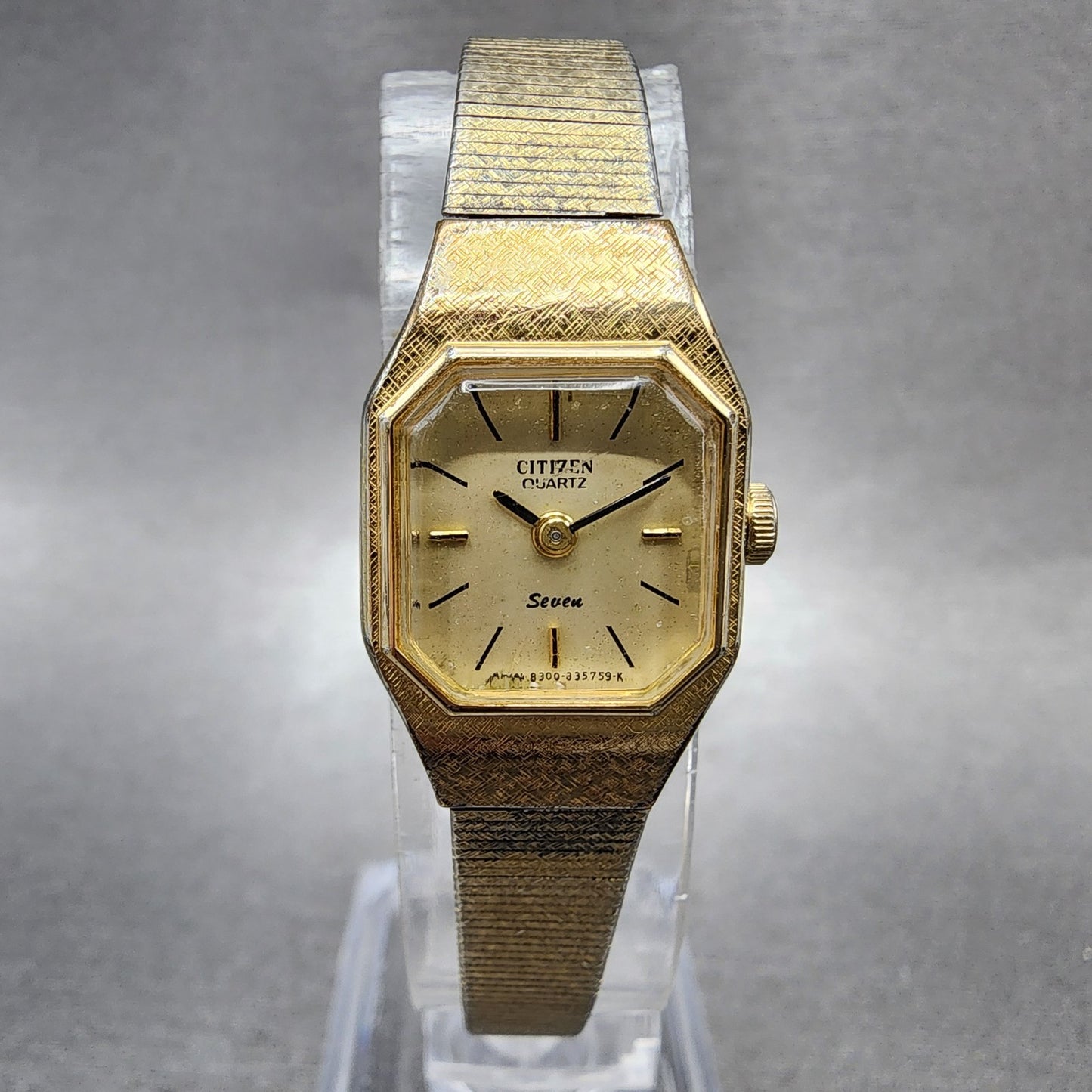 Citizen Seven Watch Women 16mm Gold Dial Gold Tone Octagon New Battery VTG0