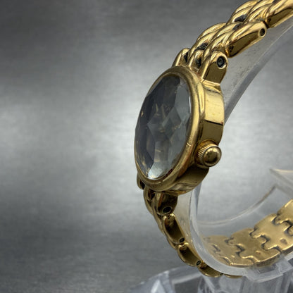 Seiko Pulsar Watch Women 20mm Black Dial Gold Tone Round V400-0880 New Battery2