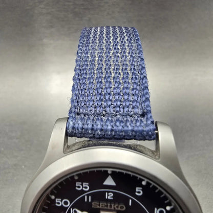 Seiko 5 Automatic Watch Men 37mm Blue Dial Steel Daydate SNK807 Round 7S26-02J04