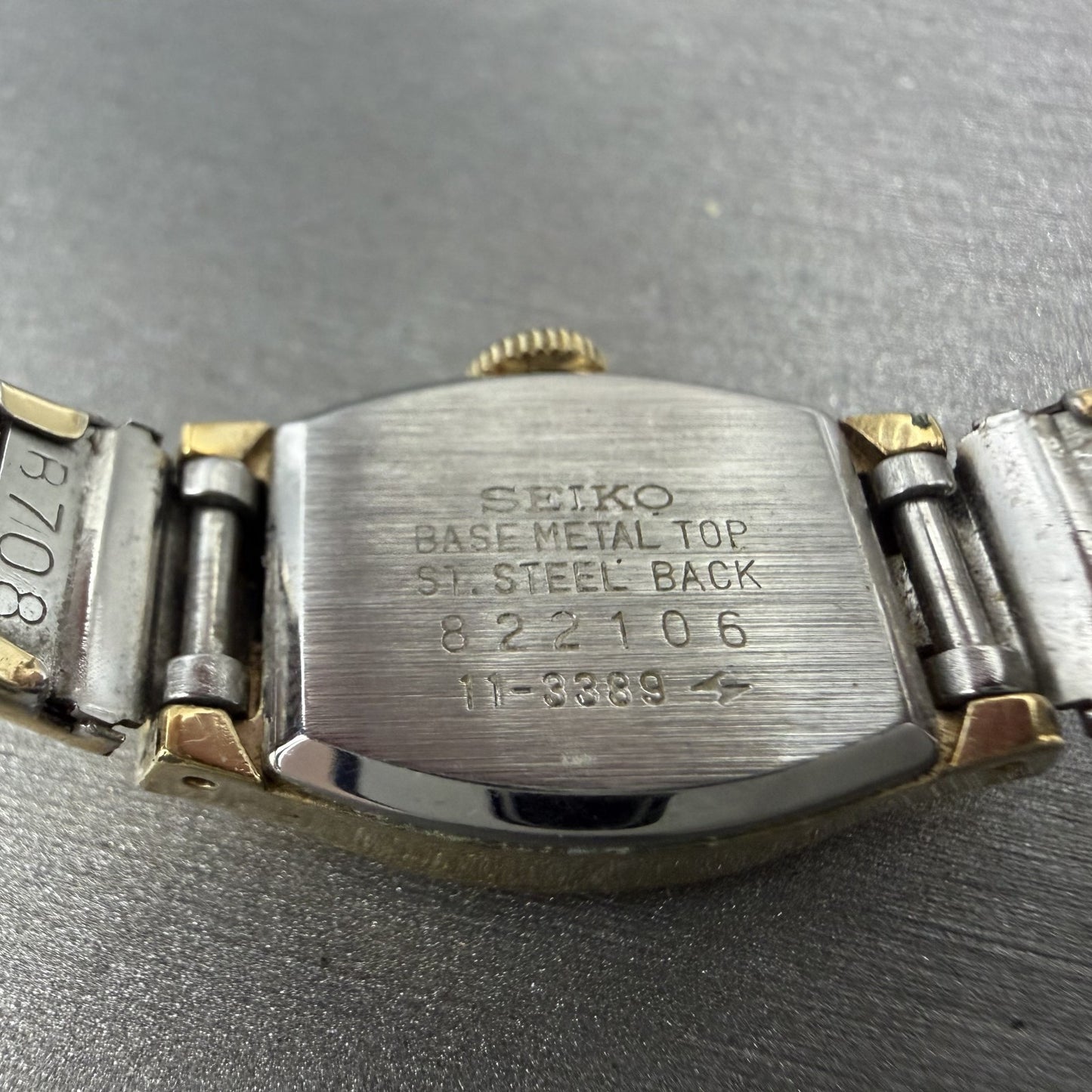 Seiko Watch Women 15mm Champagne Dial Gold Tone Manual Rectangle 11-3389 Runs9