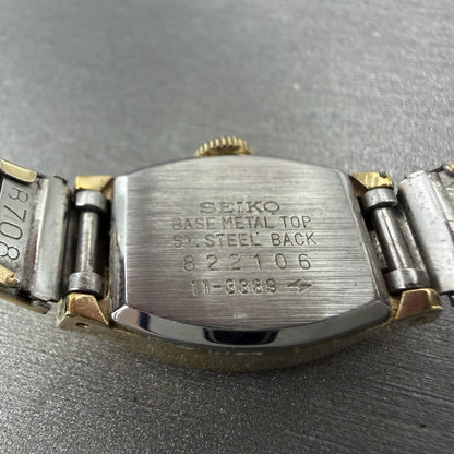 Seiko Watch Women 15mm Champagne Dial Gold Tone Manual Rectangle 11-3389 Runs9