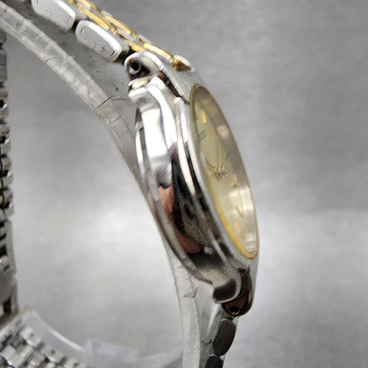 Seiko Watch Women 24mm Champagne Dial Two Tone Round V7012B90 New Battery ABC123