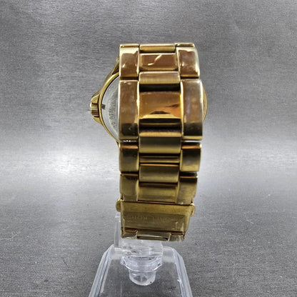 Michael Kors Gramercy Watch Women 45mm Brown Dial Gold Tone MK-5723 New BatteryK7