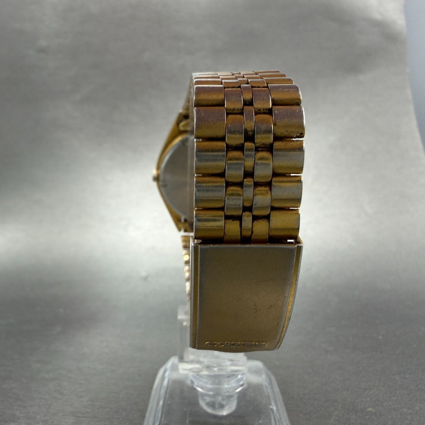 Seiko SQ Watch Men 35mm Blue Dial Gold Tone Daydate Round 5Y23-8A11 PARTS VTG8