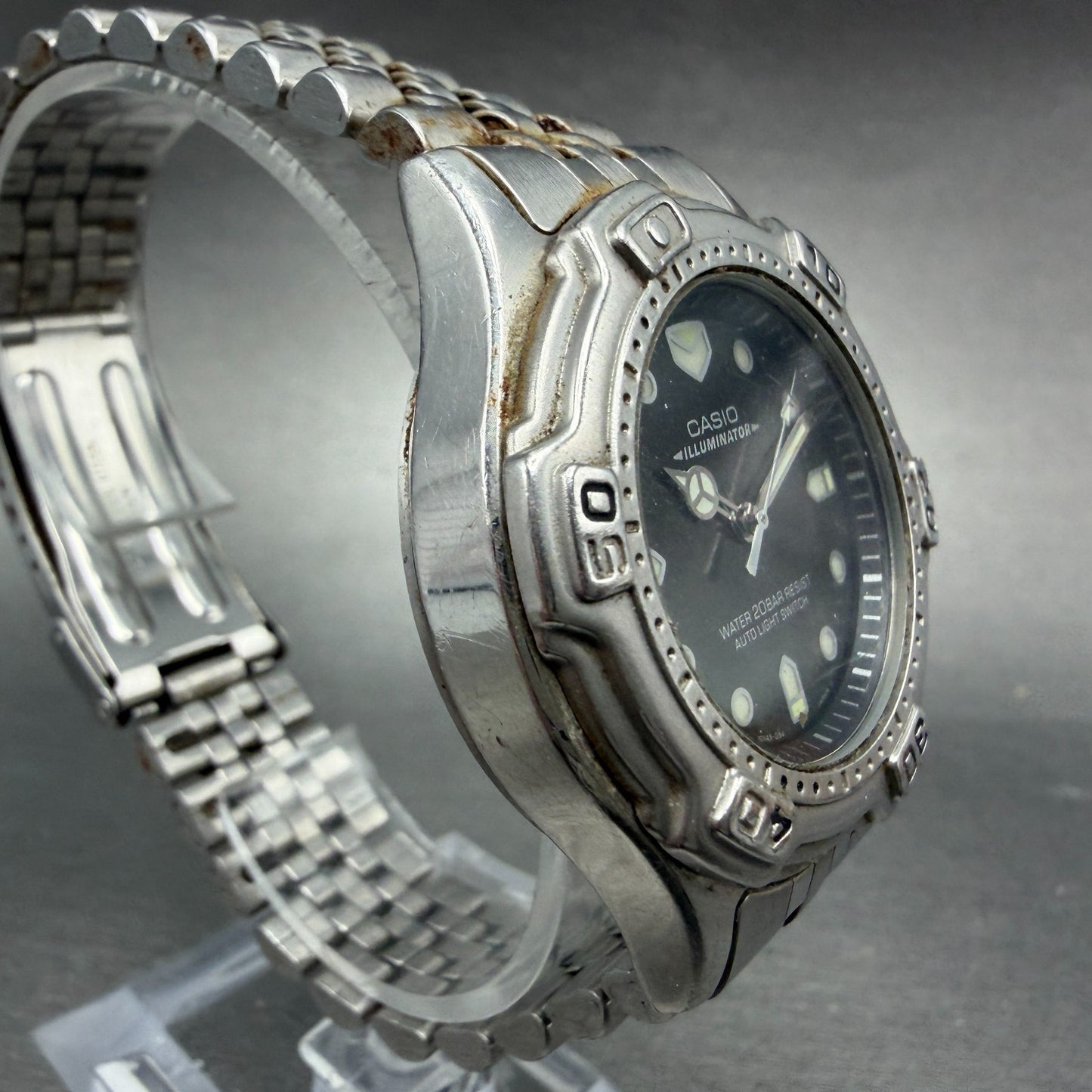 Casio Illunimator Dive Watch Men 39mm Black Dial Silver Tone MD-781 READ!!!!!!!3