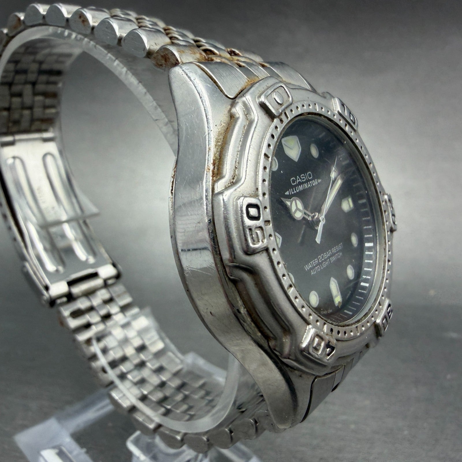 Casio Illunimator Dive Watch Men 39mm Black Dial Silver Tone MD-781 READ!!!!!!!3