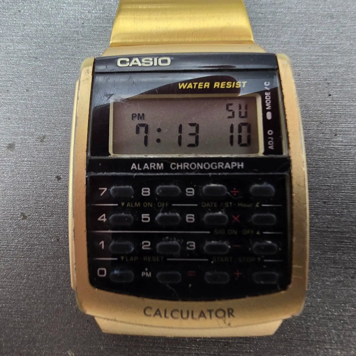 Casio Calculator CA-506 Watch Men 35mm Gold Alarm Chronograph READ!! New Battery1
