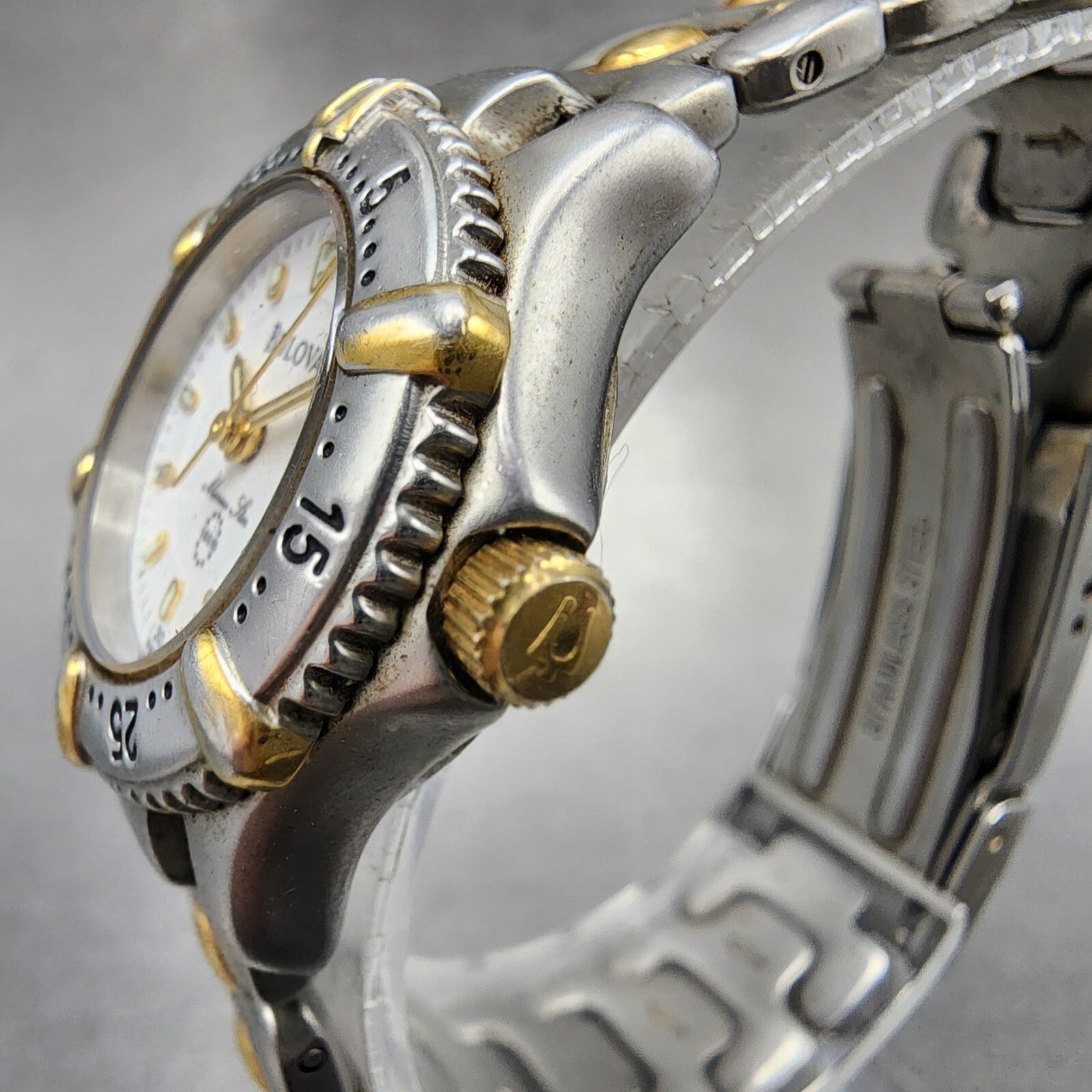 Bulova Marine Star Watch Women 25mm White Dial Two Tone Date TF705L New Battery2