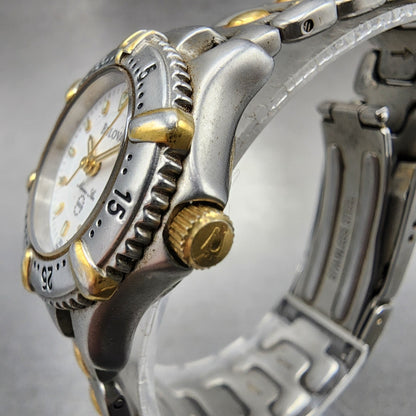 Bulova Marine Star Watch Women 25mm White Dial Two Tone Date TF705L New Battery2