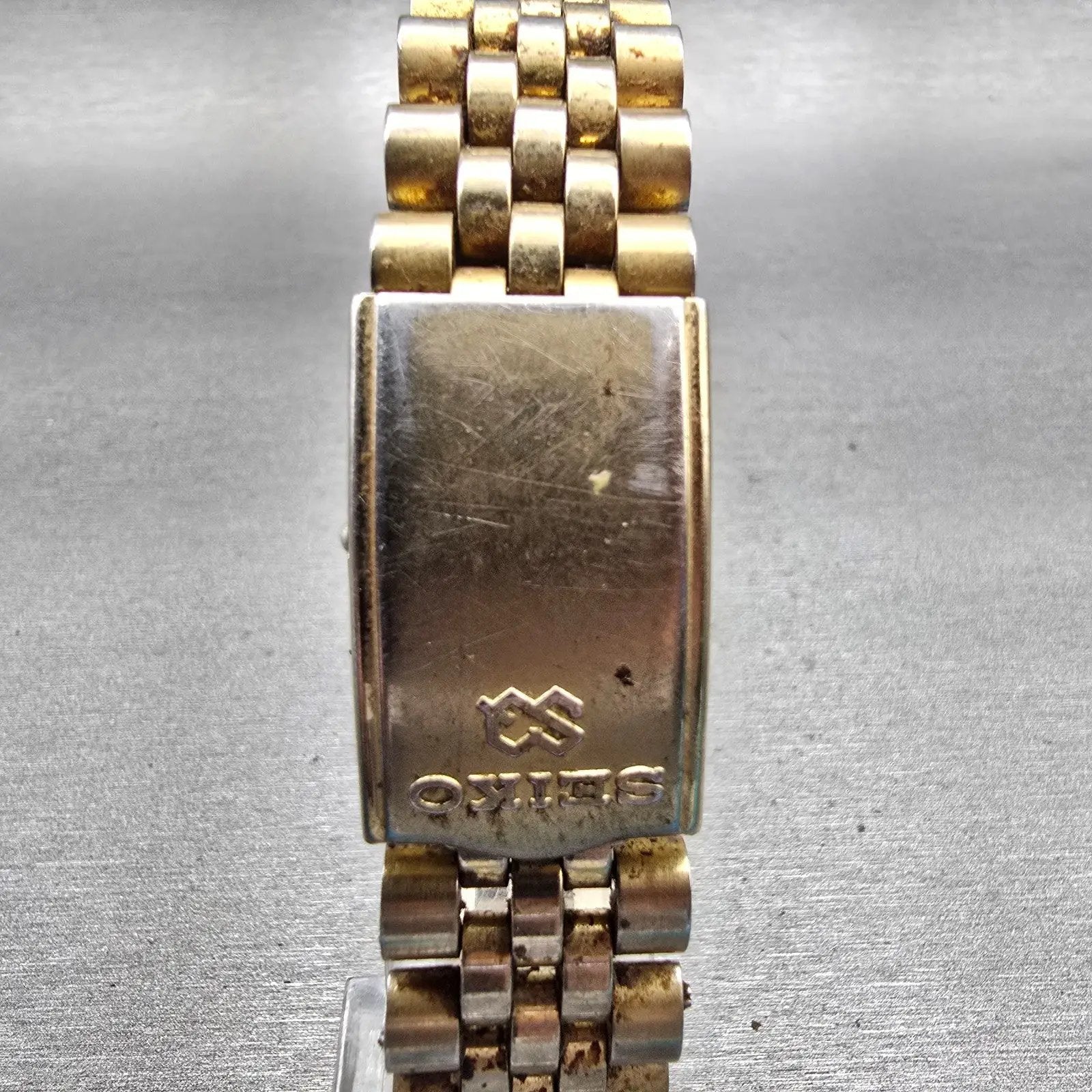 Seiko SQ President Watch Men 36mm Black Dial Gold Tone Daydate 5Y23-8A69 New Bat7