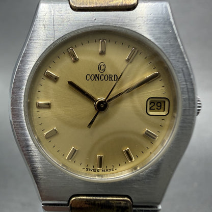 Concord Freedom Watch Women 23mm Gold Dial Steel Date Round 15.57.263 New Batt1