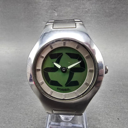 Fossil Big Tic Watch Men 39mm Silver Dial Silver Tone Round JR-7948 New Battery0