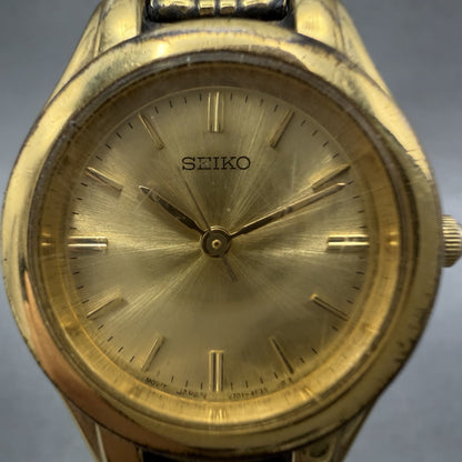 Seiko Watch Women 24mm Champagne Dial Gold Tone Round V7012K00 New Battery1