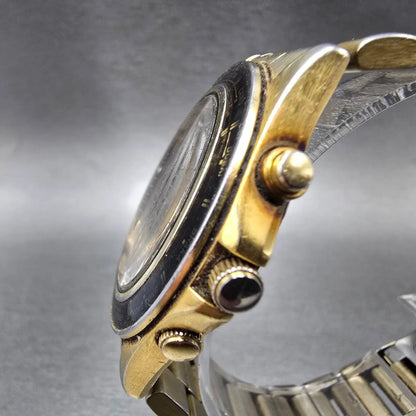 Seiko World Time Watch Men 38mm Black Dial Gold 5T52 Movement 6A40 AlarmPARTS3