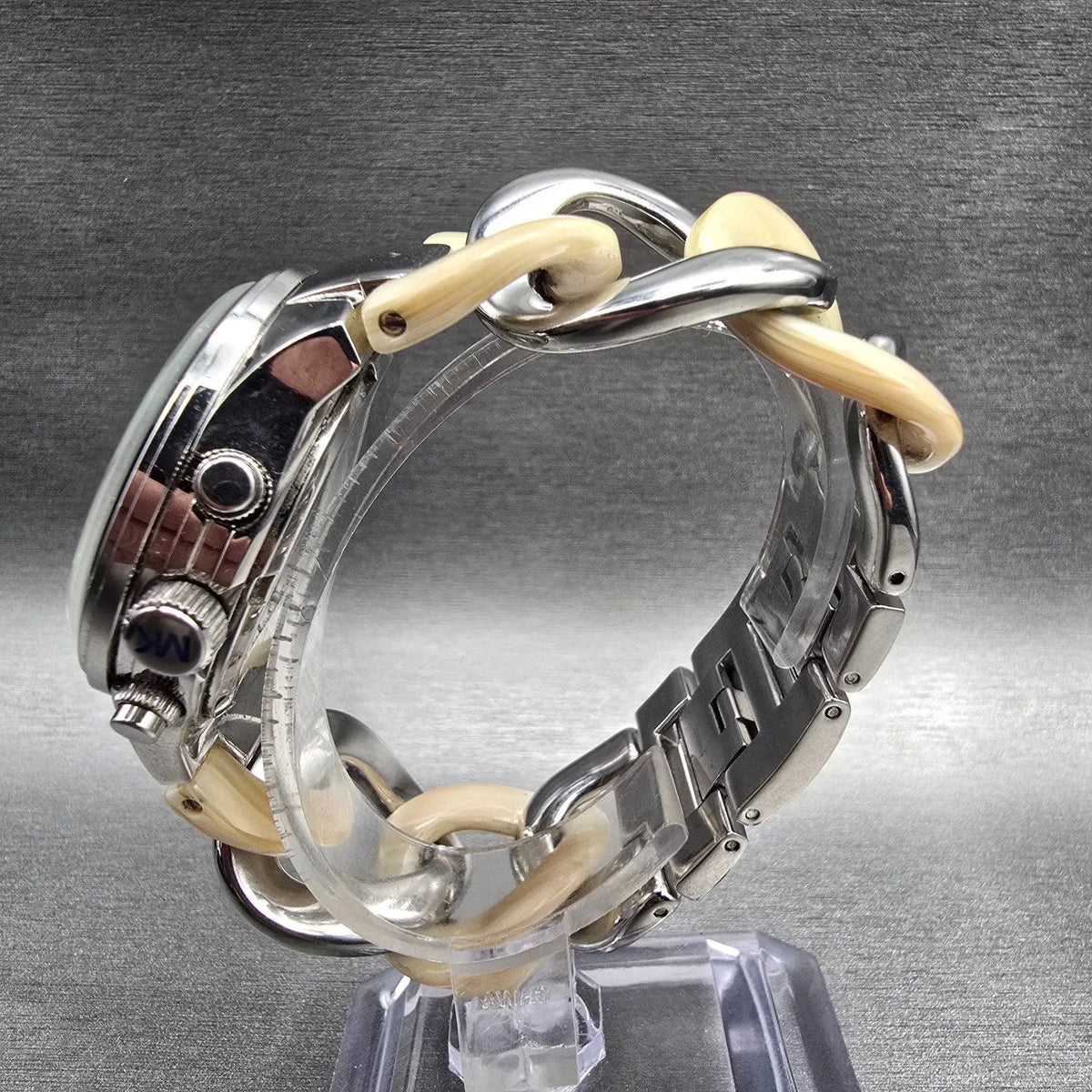 Michael Kors Runway Twist Womens Watch 37mm Silver Dial Chrono MK4263 New Batt6
