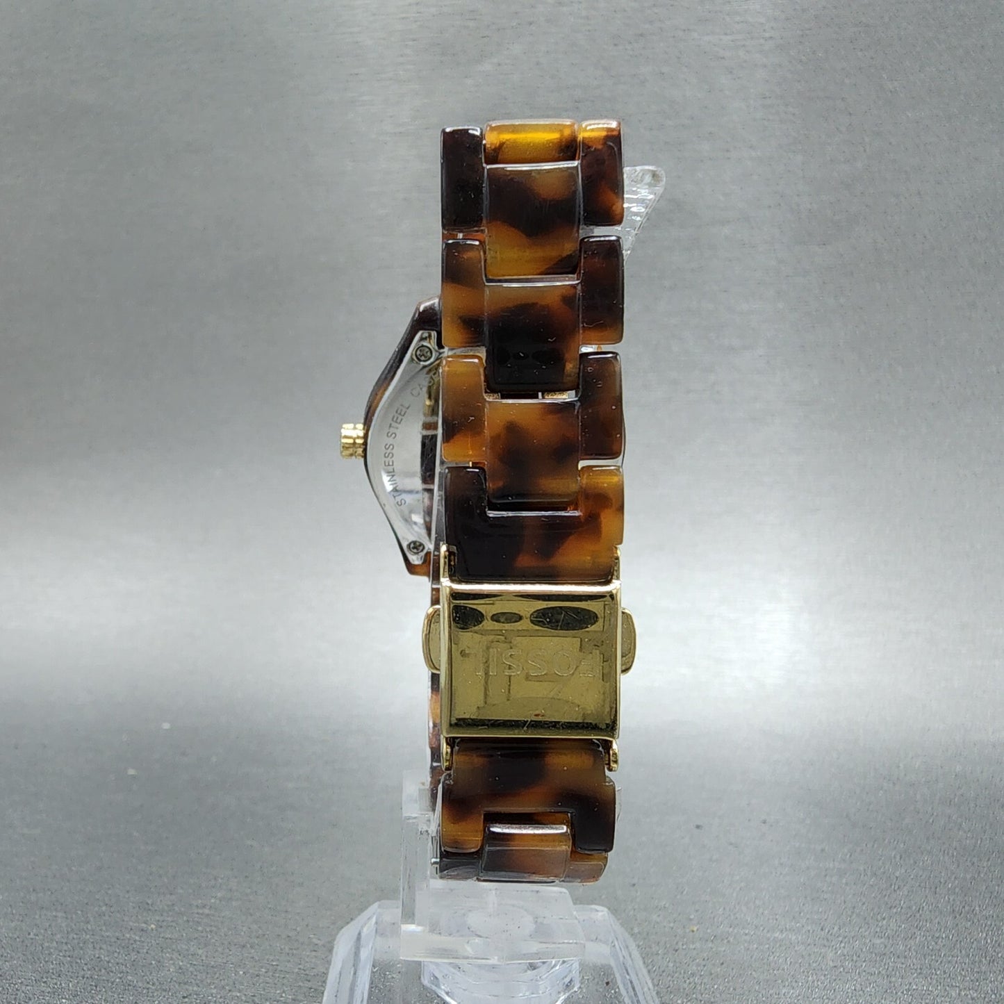 Fossil Stella Mini Watch Women 31mm Brown Dial Tortoise Resin Case Date New Batt7