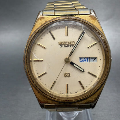 Seiko SQ Watch Men 35mm Cream Dial Gold Tone Daydate 8123-7239 PARTS0