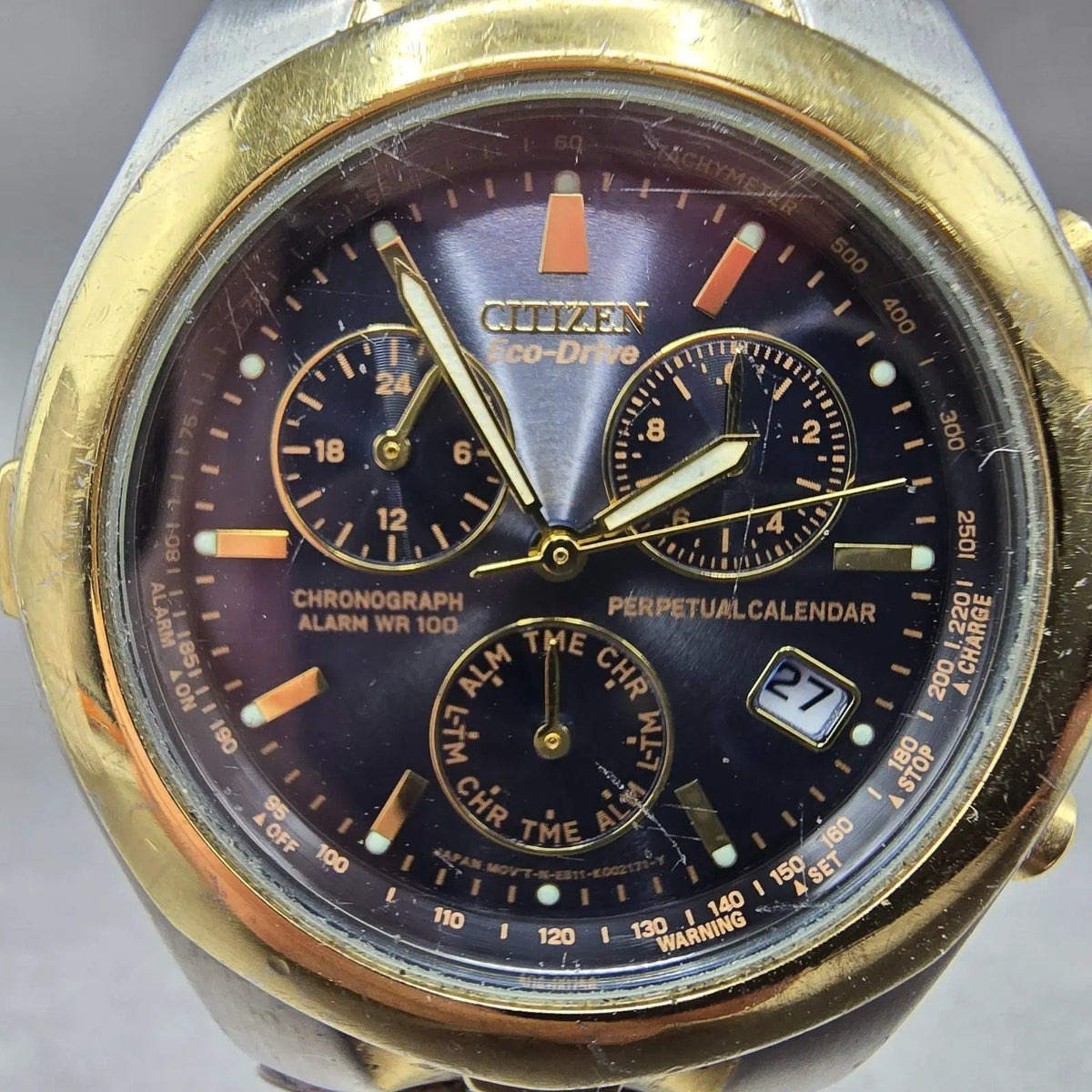 Citizen Eco-Drive Chrono Watch Men 39mm Blue Dial Two Tone E811-K001218 PARTS3