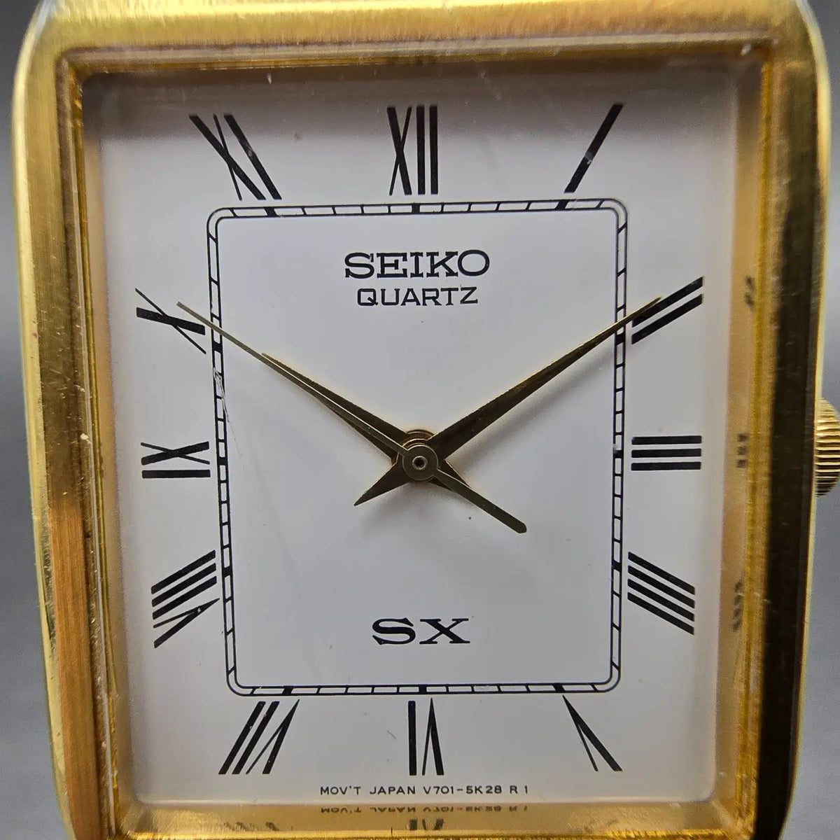 Seiko SX Tank Watch Men 25mm White Dial Gold Tone V701-5K00 VTG PARTS2