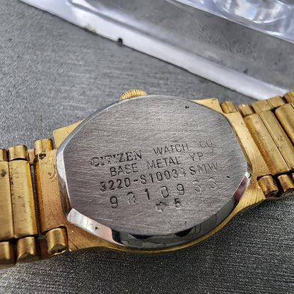 Citizen CQ Watch Women 17mm Black Dial Gold Tone Round 3220S10034 New Battery9