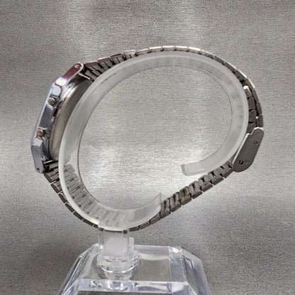 Seiko ALBA Digital Watch Men 33mm LCD Silver Tone Date Month W4015050 New Batt7