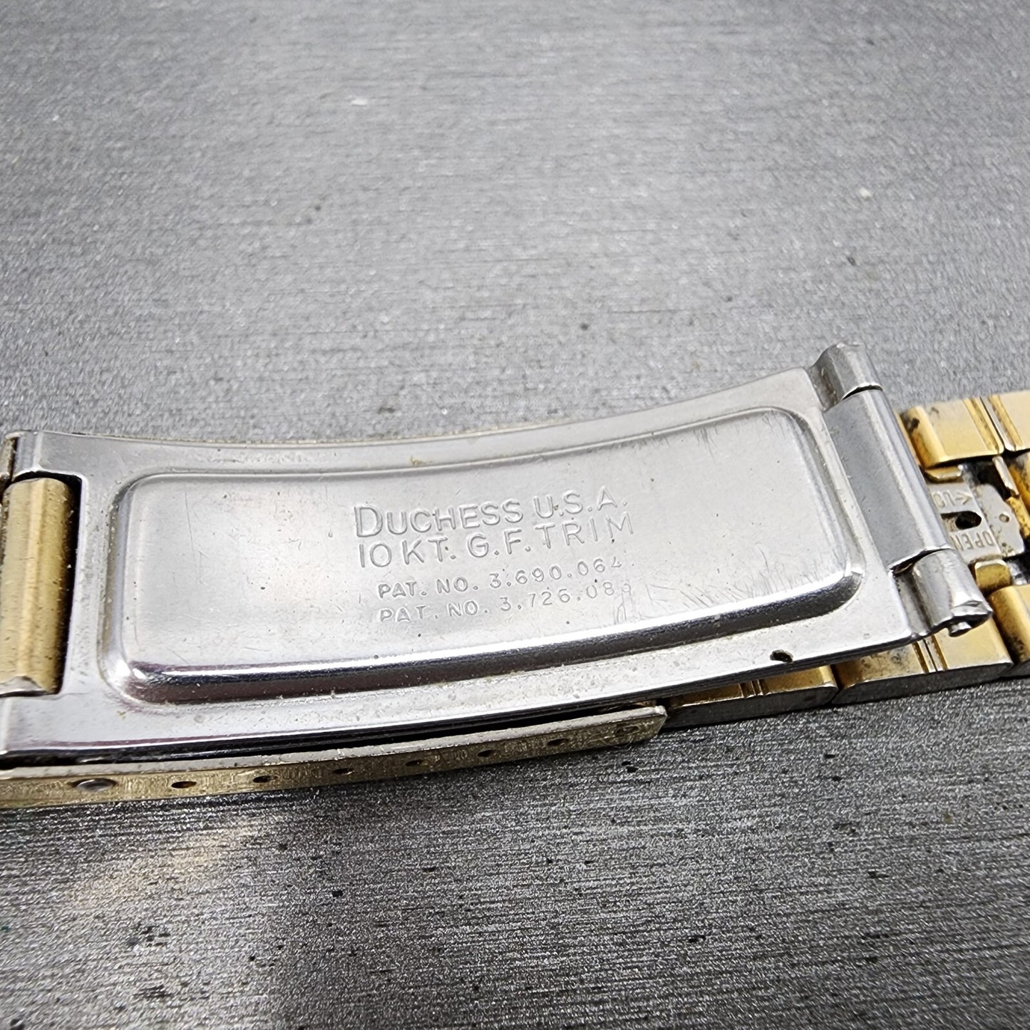 Omega Watch Bracelet 18mm 10KT Gold Filled Duchess USA Vintage Tri Folding Clasp8