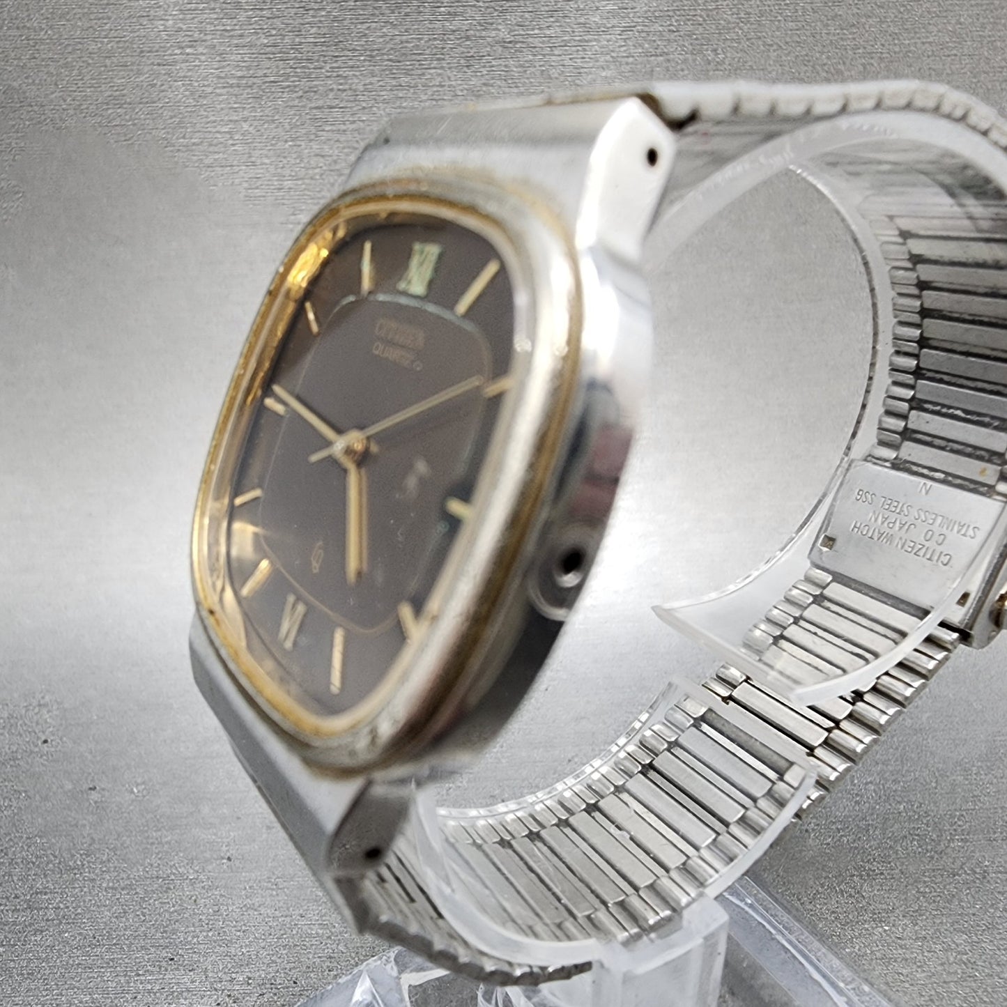 Citizen CQ Watch Men 32mm Brown Dial Two Tone 1230214528 New Battery READ!!!!!!2