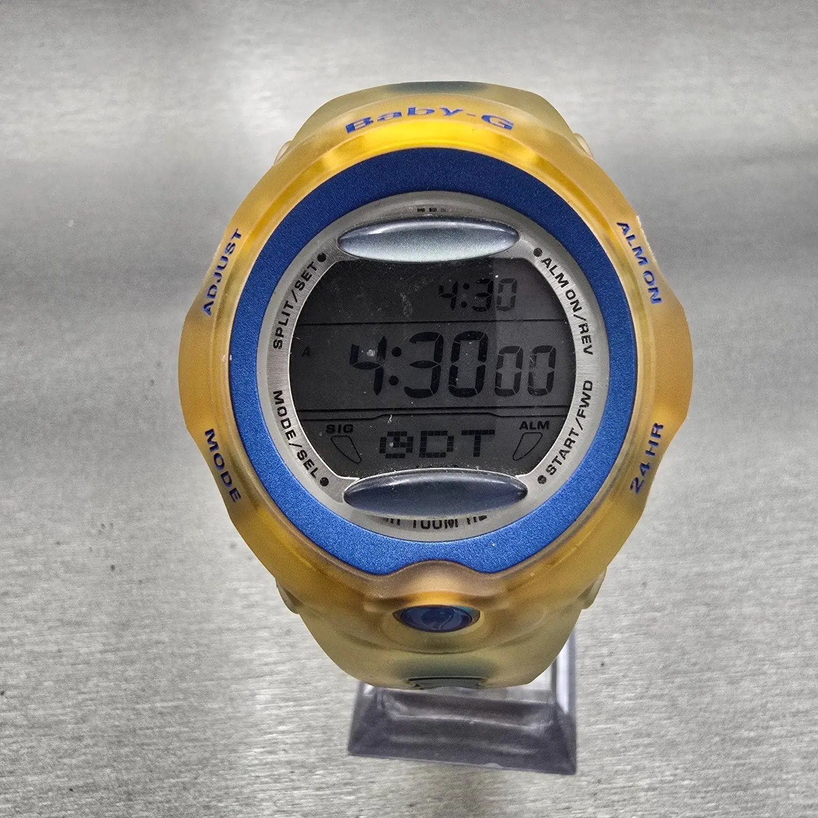 Casio Baby-G BG-163 Watch Women 42mm Yellow Blue Alarm Chronograph New Battery0