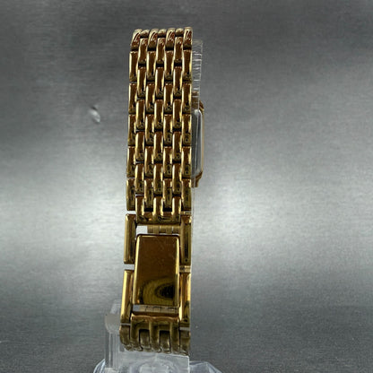 Seiko Tank Watch Women 18mm Black Dial Gold Tone Rectangle V401-5650 New Batt JO7