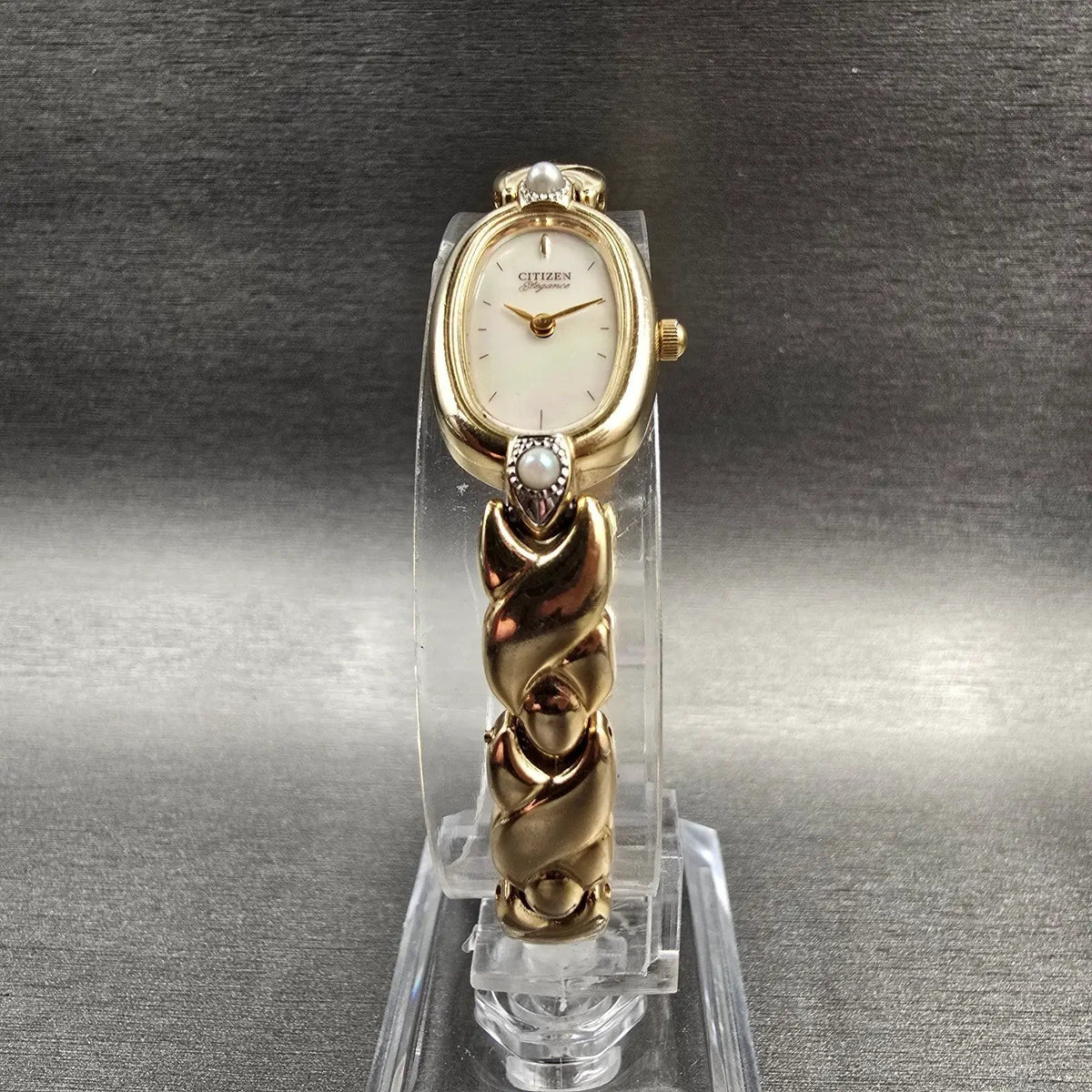 Citizen Elegance Watch Women 14mm MOP Dial Gold Tone Oval 5421-F43542 New Batt5