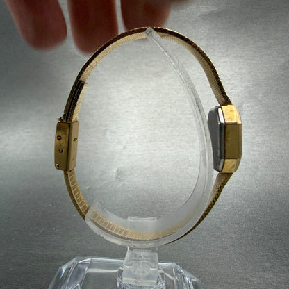 Jules Jurgenson Watch Women 15mm Black Dial Gold Tone Octagon New Battery VTG8