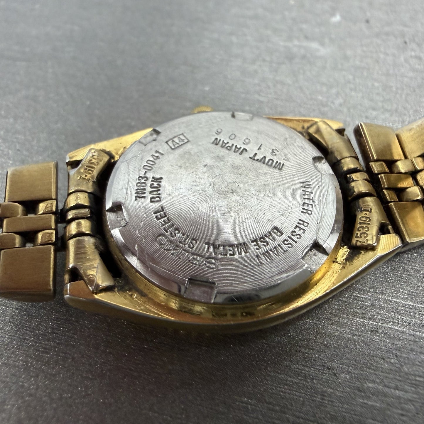 Seiko Watch Women 25mm Gold Dial Gold Tone Daydate Round 7N83-0041 New Battery7H9