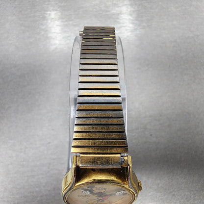 VTG Seiko Mickey Mouse Watch Women 22mm Cream Dial Gold Tone Daydate New Battery