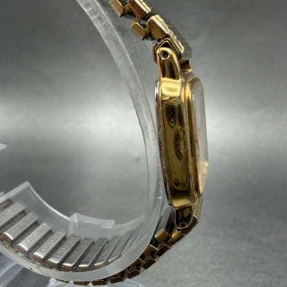 Seiko Watch Women 18mm White Dial Gold Tone Rectangle 1N00-5K29 New Battery 5193