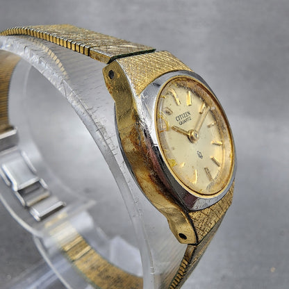 Citizen CQ Watch Women 18mm Cream Dial Gold Tone Round 4832779 New Battery4
