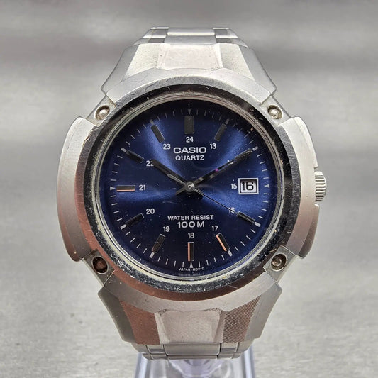 Casio Watch Men 40mm Blue Dial Silver Tone Date Round MTP-3036 New Battery0