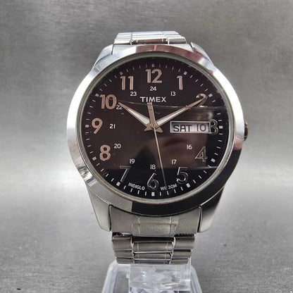 Timex South Street Sport Watch Men 36mm Black Dial Steel Daydate T2M932 New Batt5