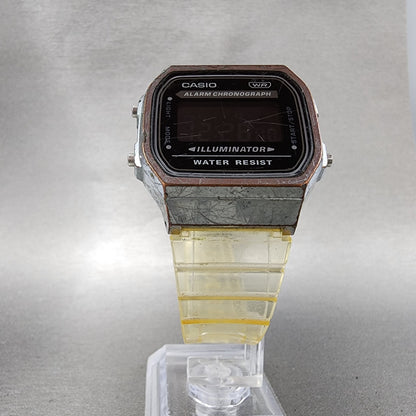 Casio Illuminator Watch Men 36mm Digital Silver Tone Octagon A168XE New Battery5
