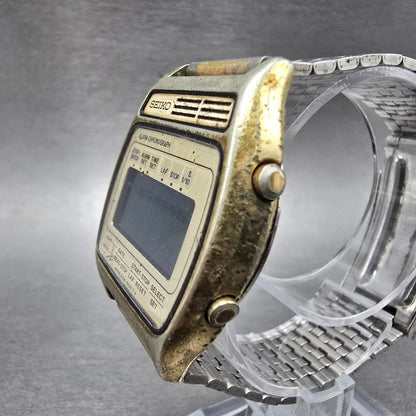 Seiko Watch Men 34mm Gold Digital Alarm Chronograph A158-5059 PARTS Vintage3