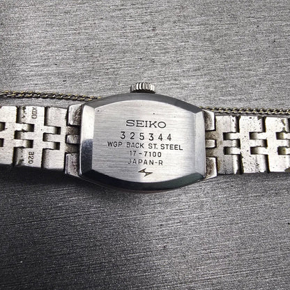 Seiko Watch Women 17mm Silver Dial Silver Tone Oval 17-7100 Vintage Works10
