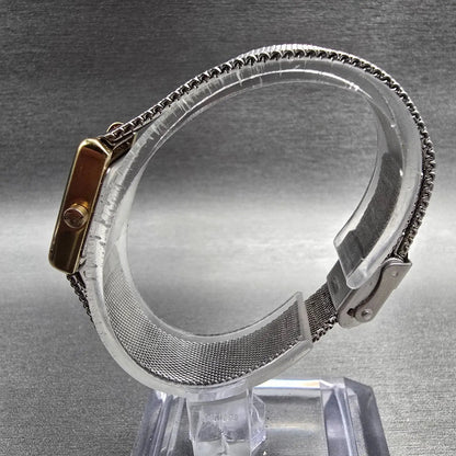 Skagen Watch Women 15mm Silver Dial Gold Tone Rectangle 136SGS New Battery BD6