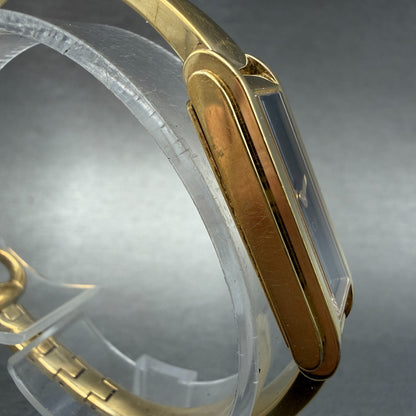 Gucci Tank Watch Women 14mm Black Dial Gold Tone Rectangle 109 New Battery3