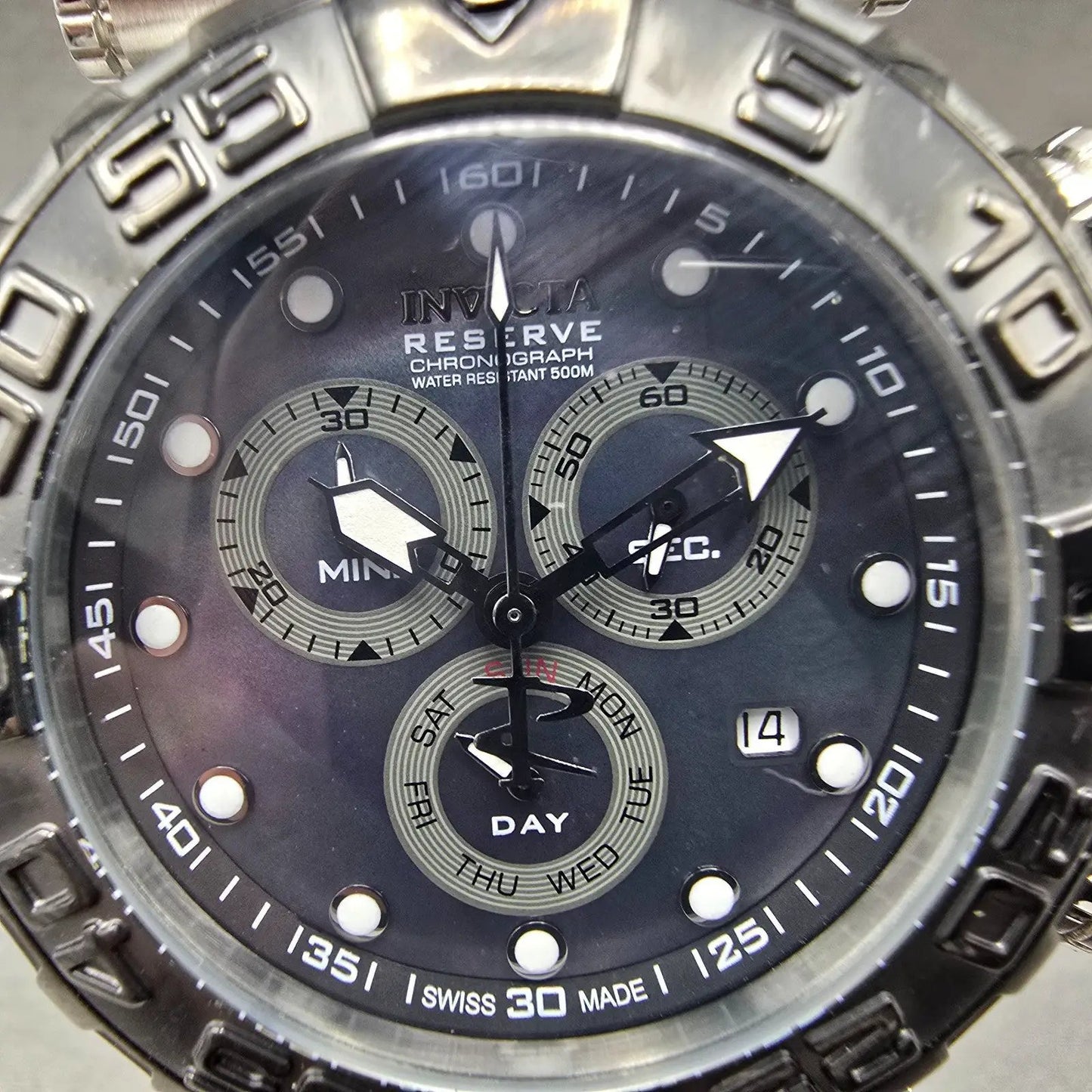 Invicta Reserve Sub Aqua Noma I Chronograph Watch Men 46mm MOP Dial Steel NewBat1