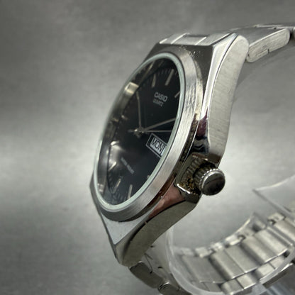Casio Watch Men 35mm Black Dial Silver Tone Daydate MTP-1240DJ New Battery2